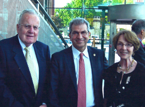 Photo of John '62 and Bernadette Eilertsen with University President Dr. Nariman Farvardin Eilertsen-lg.jpg